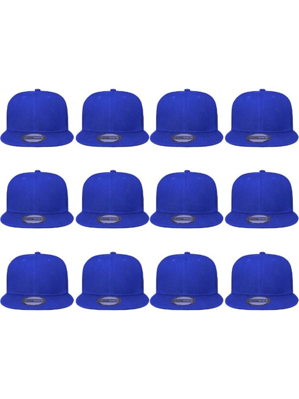 12 Pack Adjustable Snapback Baseball Caps - Blank Flat Brim for Customization